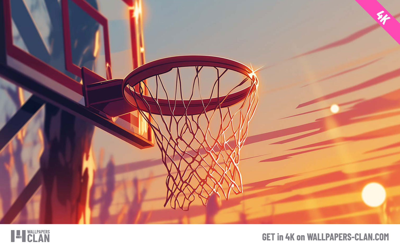 Aro de baloncesto al atardecer